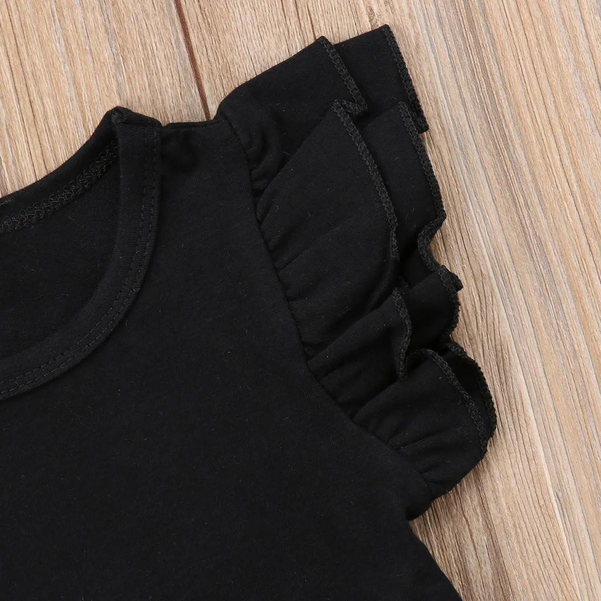 Infant Toddler Baby Girl Top Basic Plain Ruffle T-Shirt Blouse Casual Clothes
