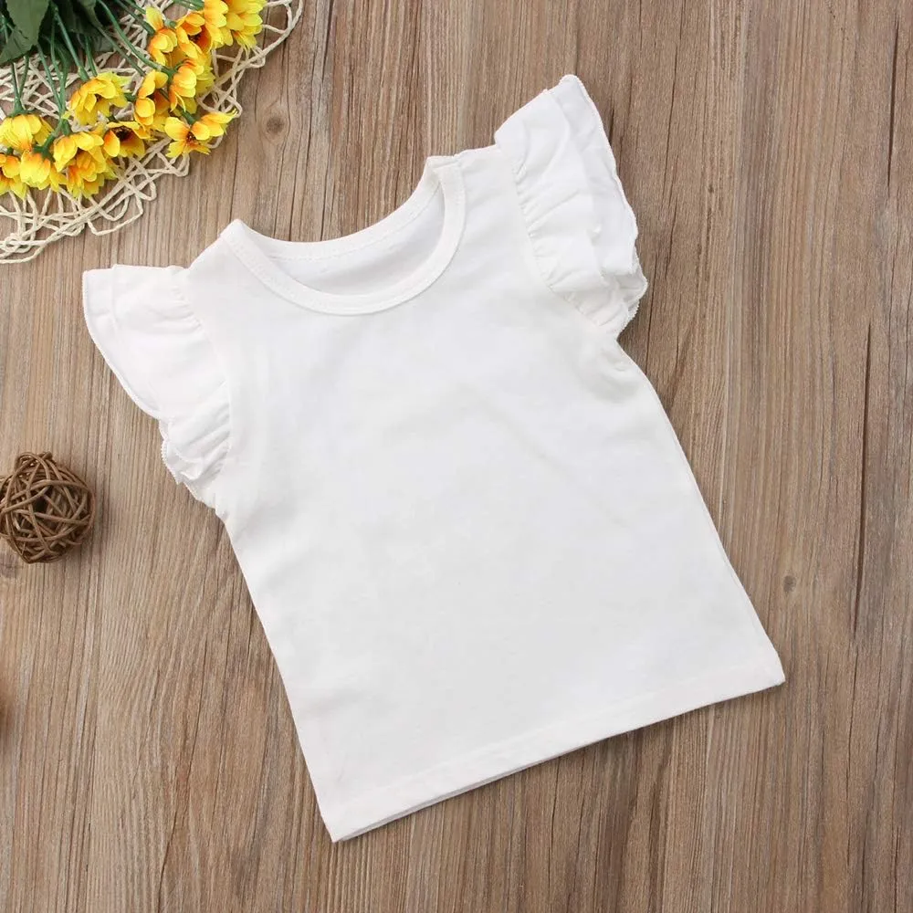 Infant Toddler Baby Girl Top Basic Plain Ruffle T-Shirt Blouse Casual Clothes