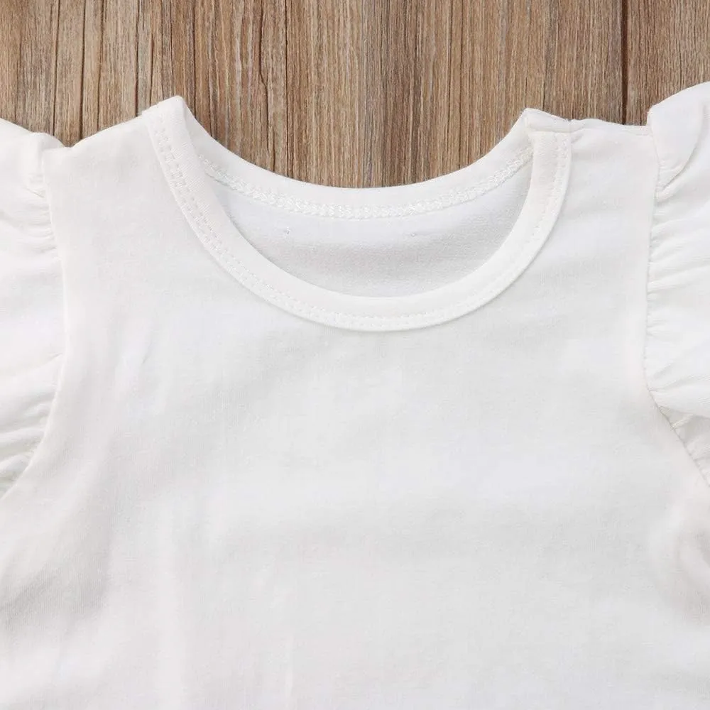 Infant Toddler Baby Girl Top Basic Plain Ruffle T-Shirt Blouse Casual Clothes