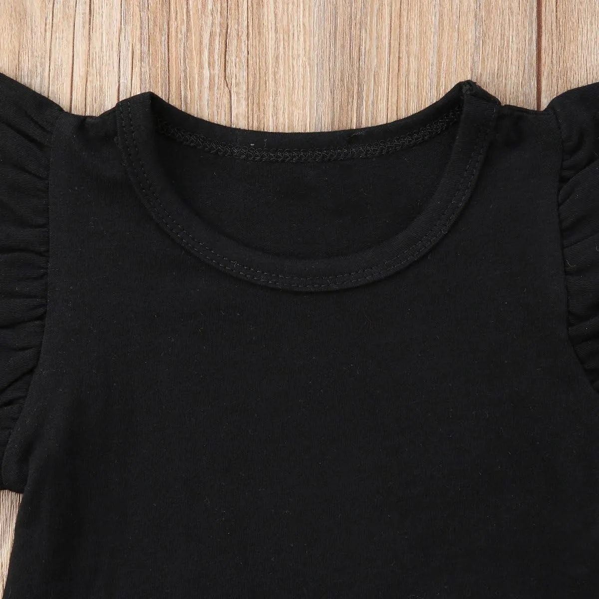 Infant Toddler Baby Girl Top Basic Plain Ruffle T-Shirt Blouse Casual Clothes