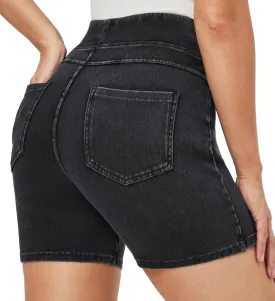 IUGA Stretchy Jean Shorts for Women High Waisted Pull On Jorts with Pockets Denim Shorts Women Summer Casual Shorts 2025