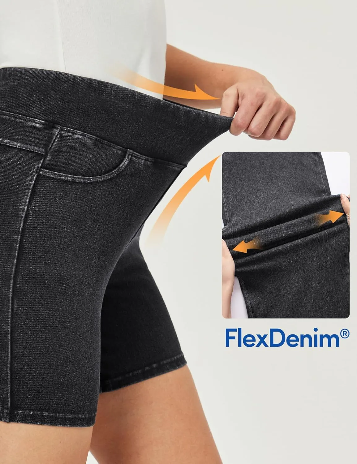 IUGA Stretchy Jean Shorts for Women High Waisted Pull On Jorts with Pockets Denim Shorts Women Summer Casual Shorts 2025