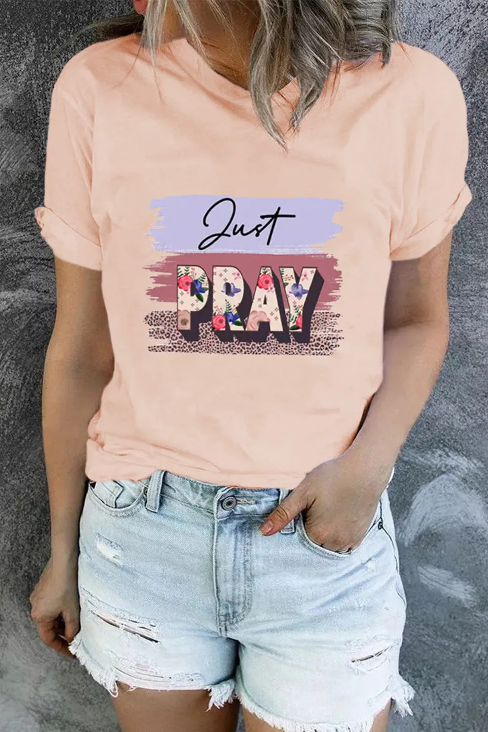 Just PRAY Color Block Short Sleeve Graphic Tee