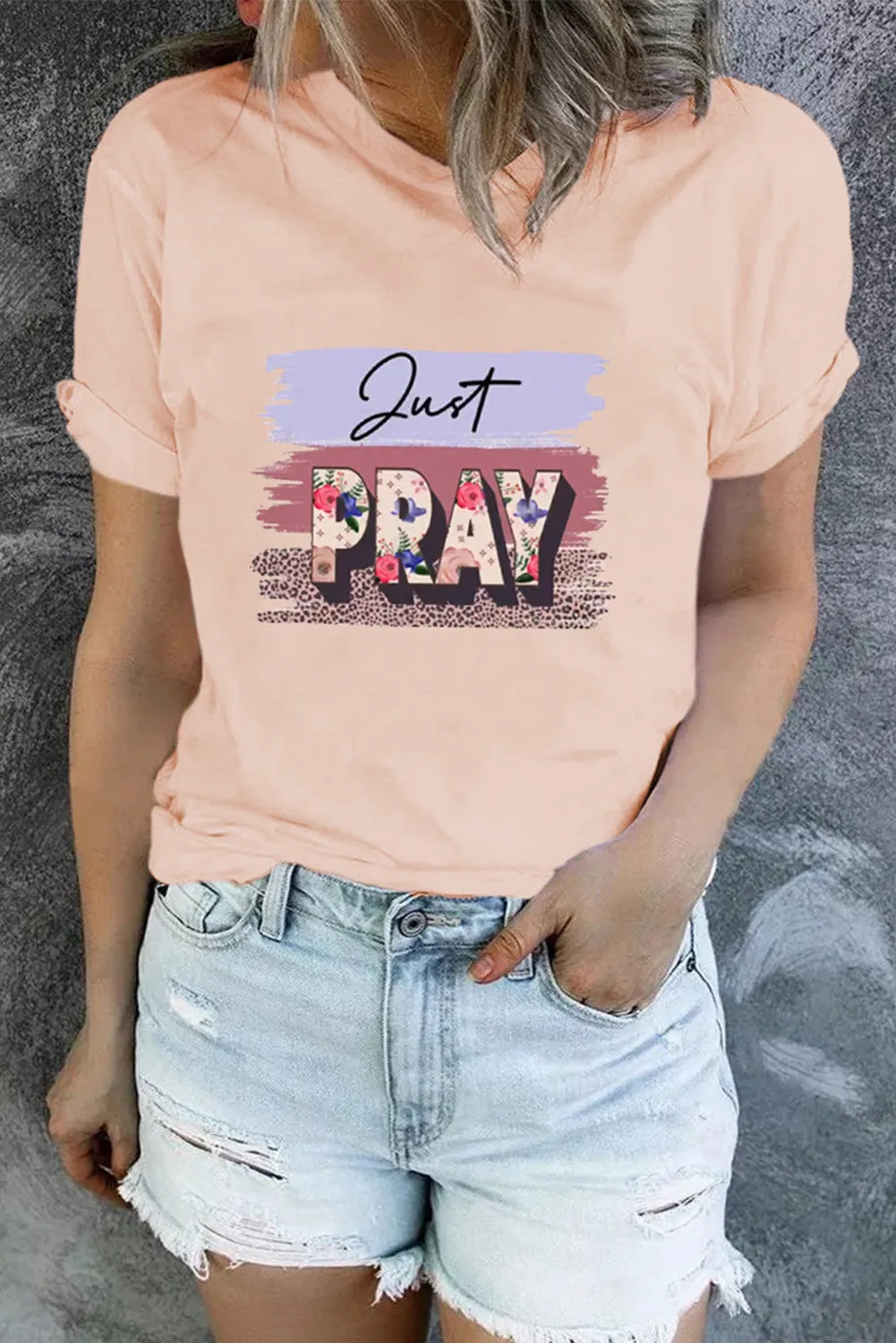 Just PRAY Color Block Short Sleeve Graphic Tee