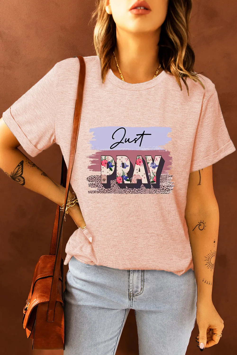 Just PRAY Color Block Short Sleeve Graphic Tee