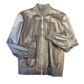 Kashani Men's Jet Black Python/Lambskin Baseball Jacket