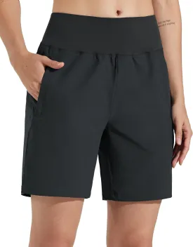 Libin Women's 4" 7" High Waist Athletic Shorts Quick Dry Lightweight Workout Shorts Casual Golf Shorts with Zipper Pockets