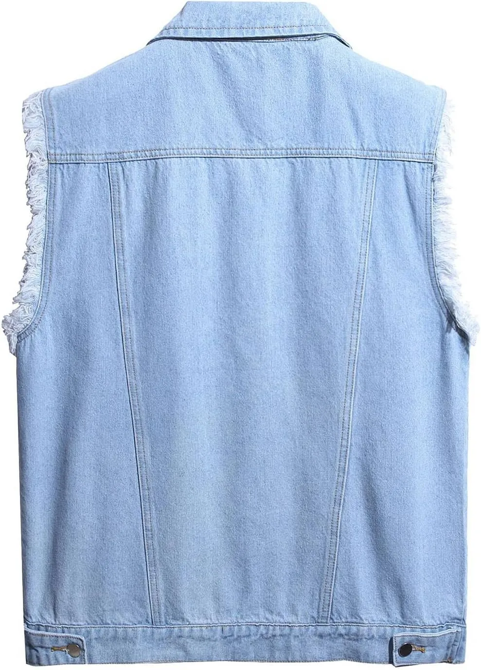 LONGBIDA Men's Denim Vest Sleeveless Ripped Slim fit Distressed Jean Jacket