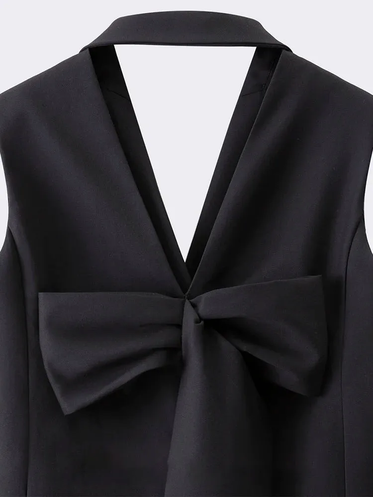 Lucia Bow Knot Sleeveless Double Breast Blazer Mini Dress