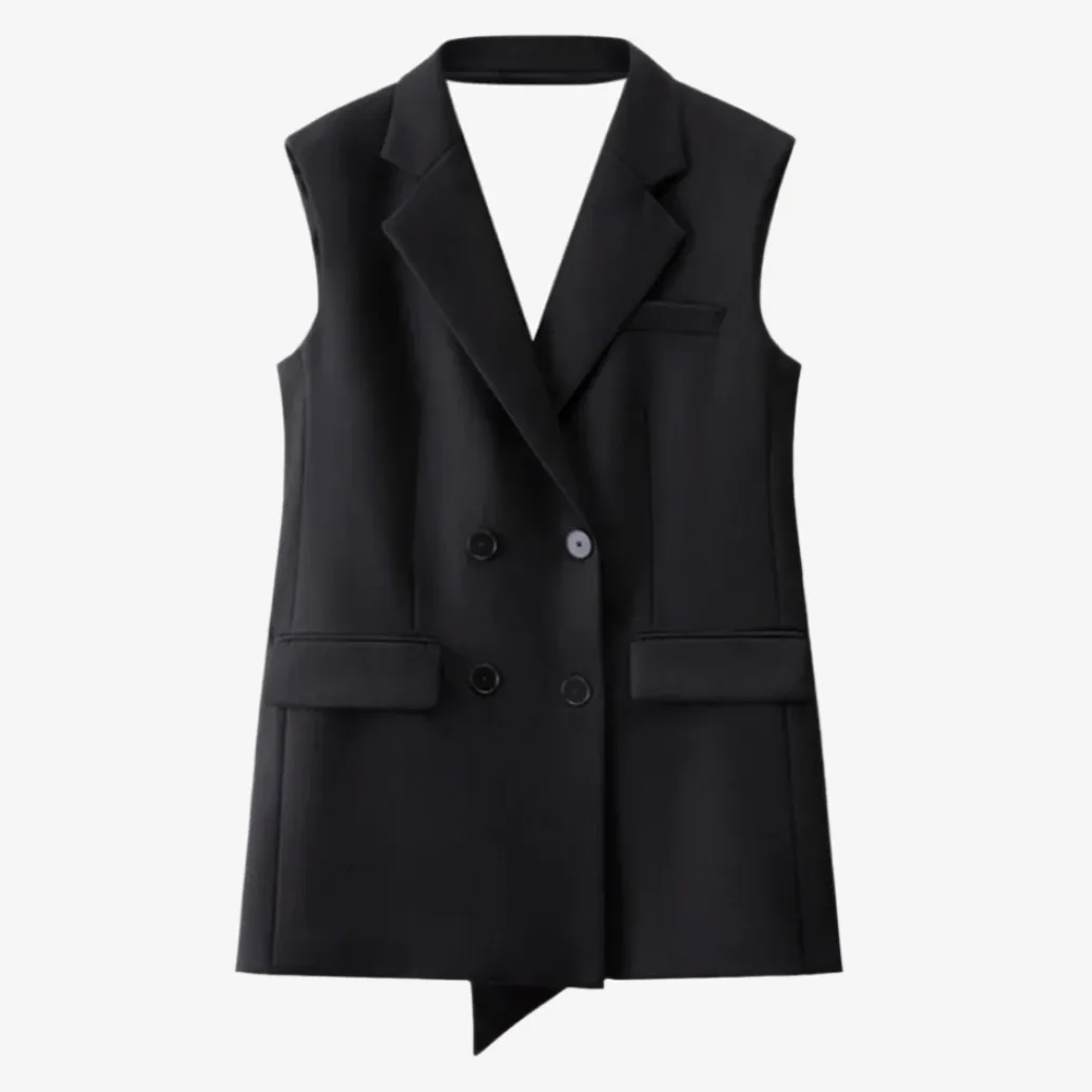 Lucia Bow Knot Sleeveless Double Breast Blazer Mini Dress
