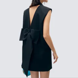 Lucia Bow Knot Sleeveless Double Breast Blazer Mini Dress