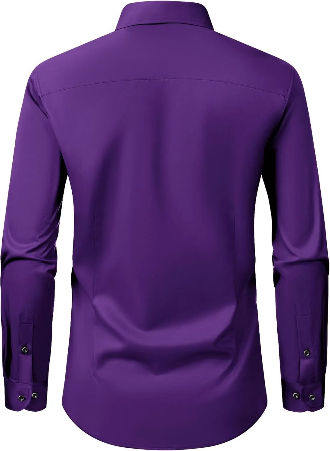 Men's Dress Shirts Long Sleeve Stretch Wrinkle Free Slim Fit Wedding Formal Button Down Shirt