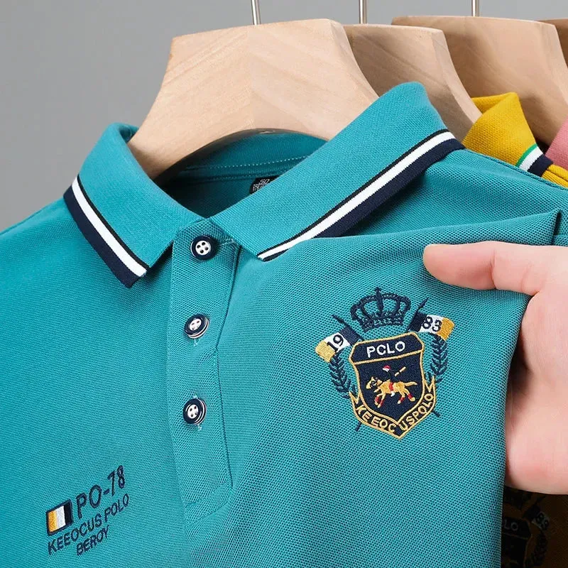 Men's Embroidered Short-Sleeved Polo Shirt