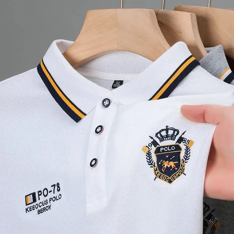 Men's Embroidered Short-Sleeved Polo Shirt