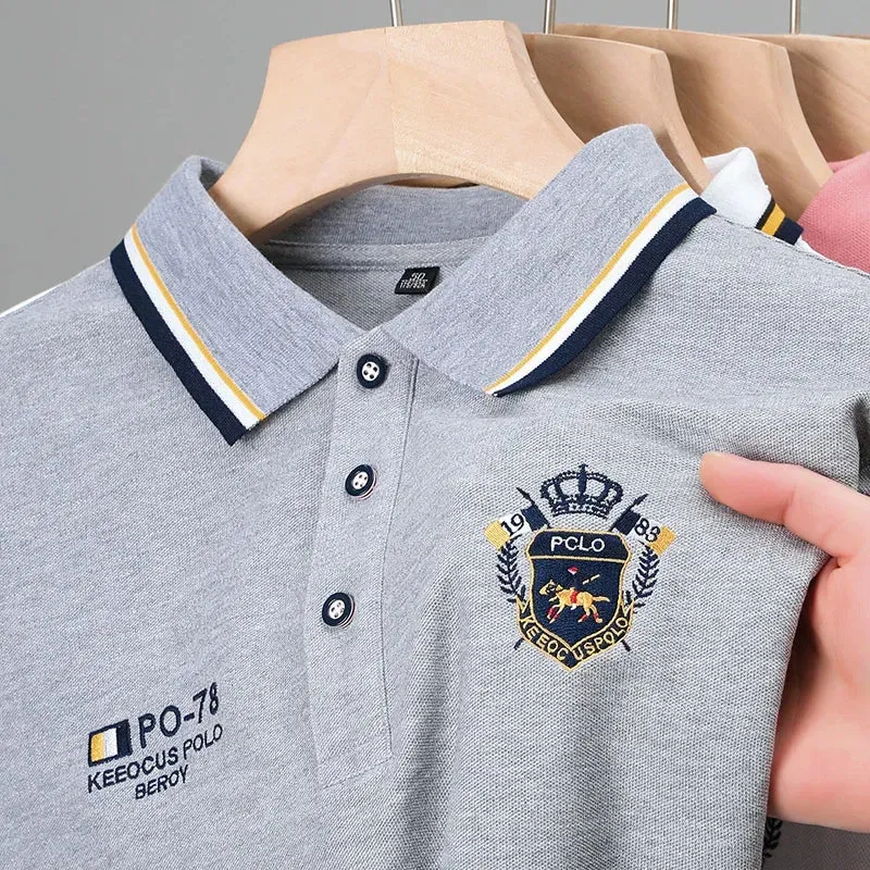 Men's Embroidered Short-Sleeved Polo Shirt