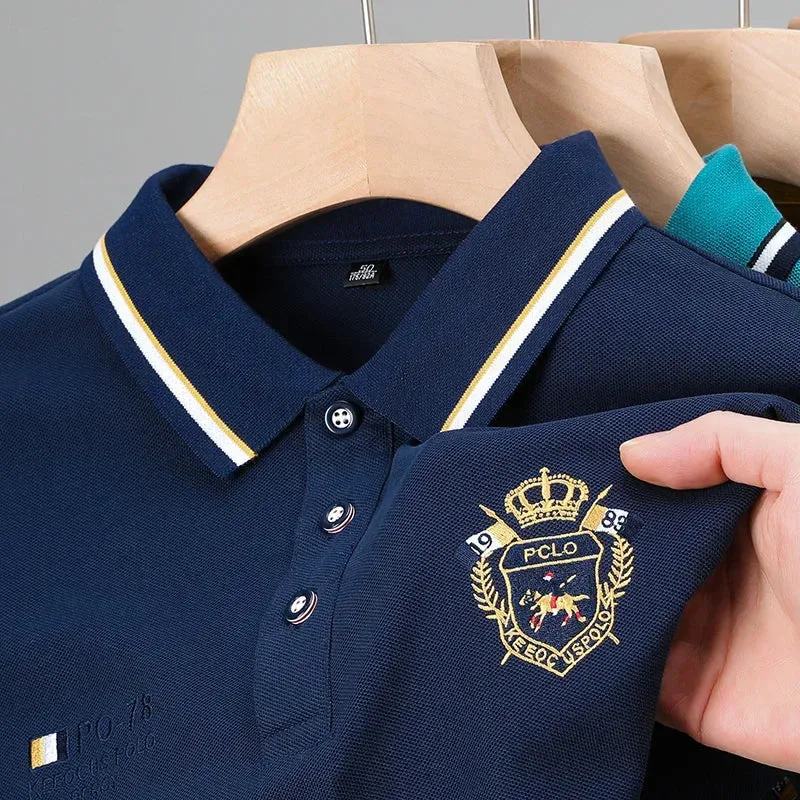 Men's Embroidered Short-Sleeved Polo Shirt