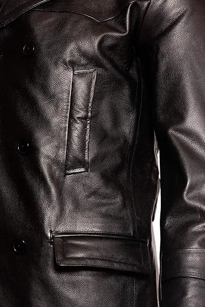 Men's Leather Double Breasted Coat