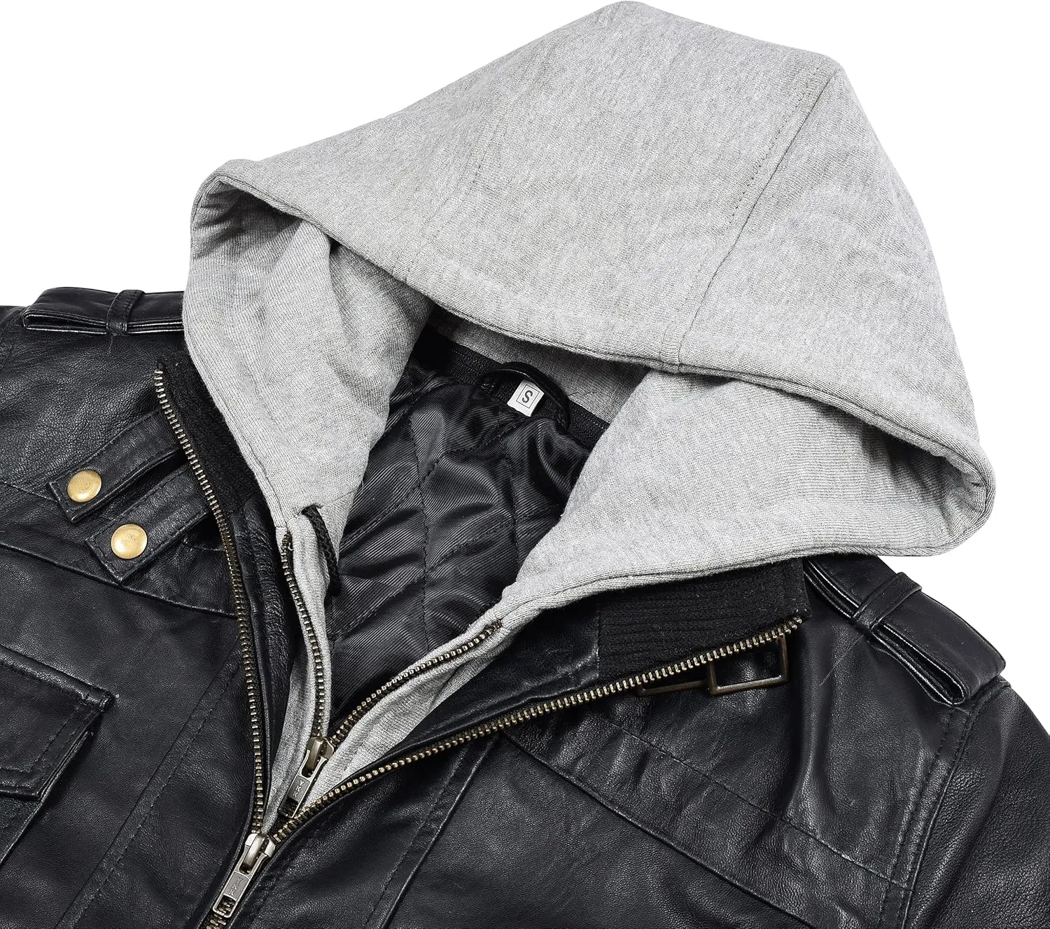 Men's Leather Jacket Removable Hood | leather jacket Men | Brown Leather Motorcycle Jacket