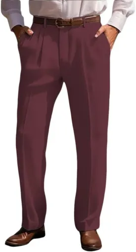 Mens Linen Leisure Dress Pants Pleated Summer Casual Pants Loose Fit Breathable Beach Vacation Pants Long