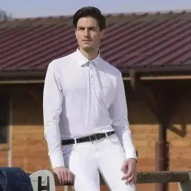 Mens Show Shirt Equi Theme Long Sleeve Mesh Polo