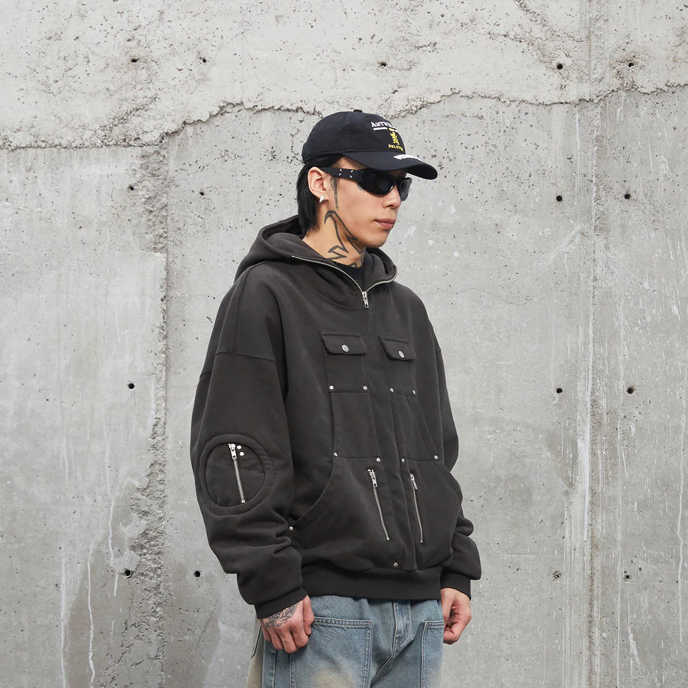 Multi-Pocket Hooded Sweatshirt