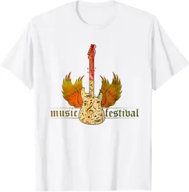 Music Festival Guitar With Wings T-Shirt