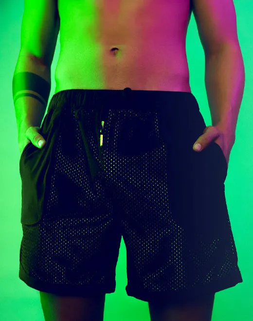 Neon Mesh Shorts - Black / Neon