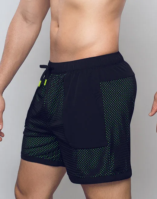Neon Mesh Shorts - Black / Neon