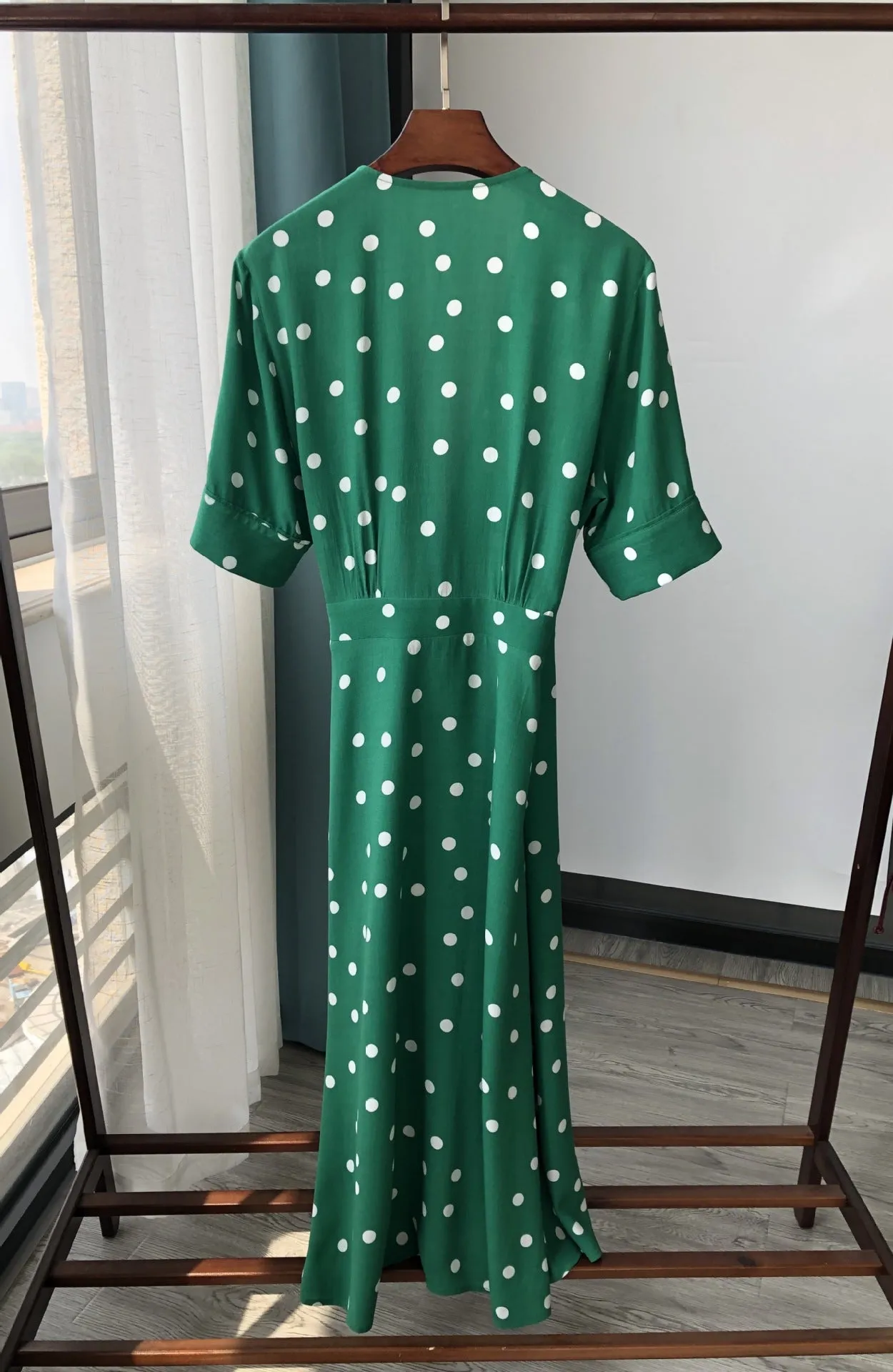 Nonothing| women's polka dot wrap dress in green