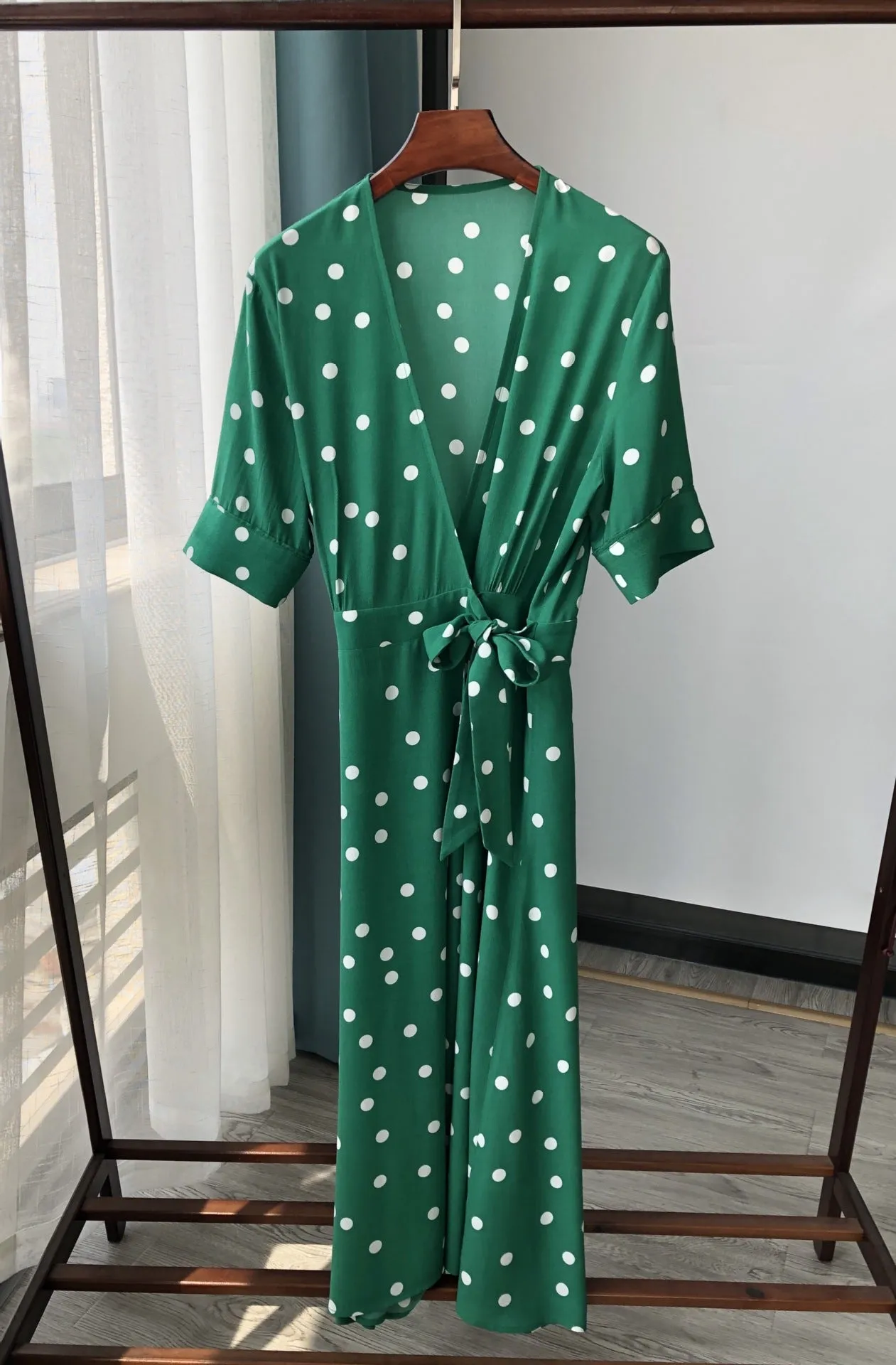 Nonothing| women's polka dot wrap dress in green