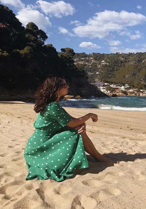 Nonothing| women's polka dot wrap dress in green