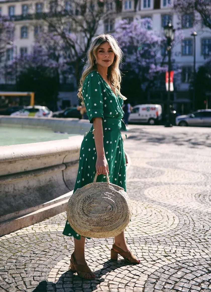 Nonothing| women's polka dot wrap dress in green