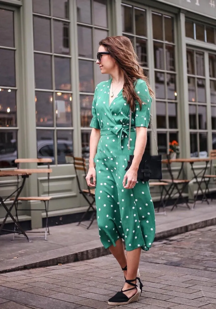 Nonothing| women's polka dot wrap dress in green