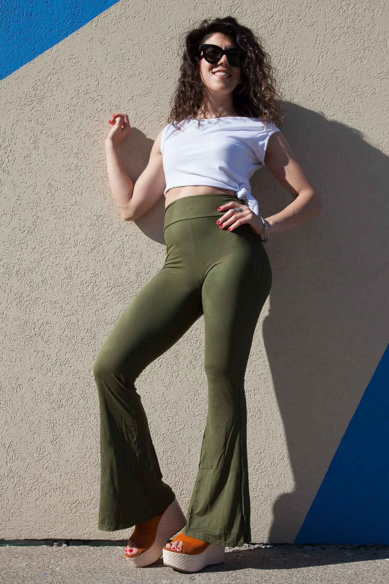 Olive Green Flare Leggings