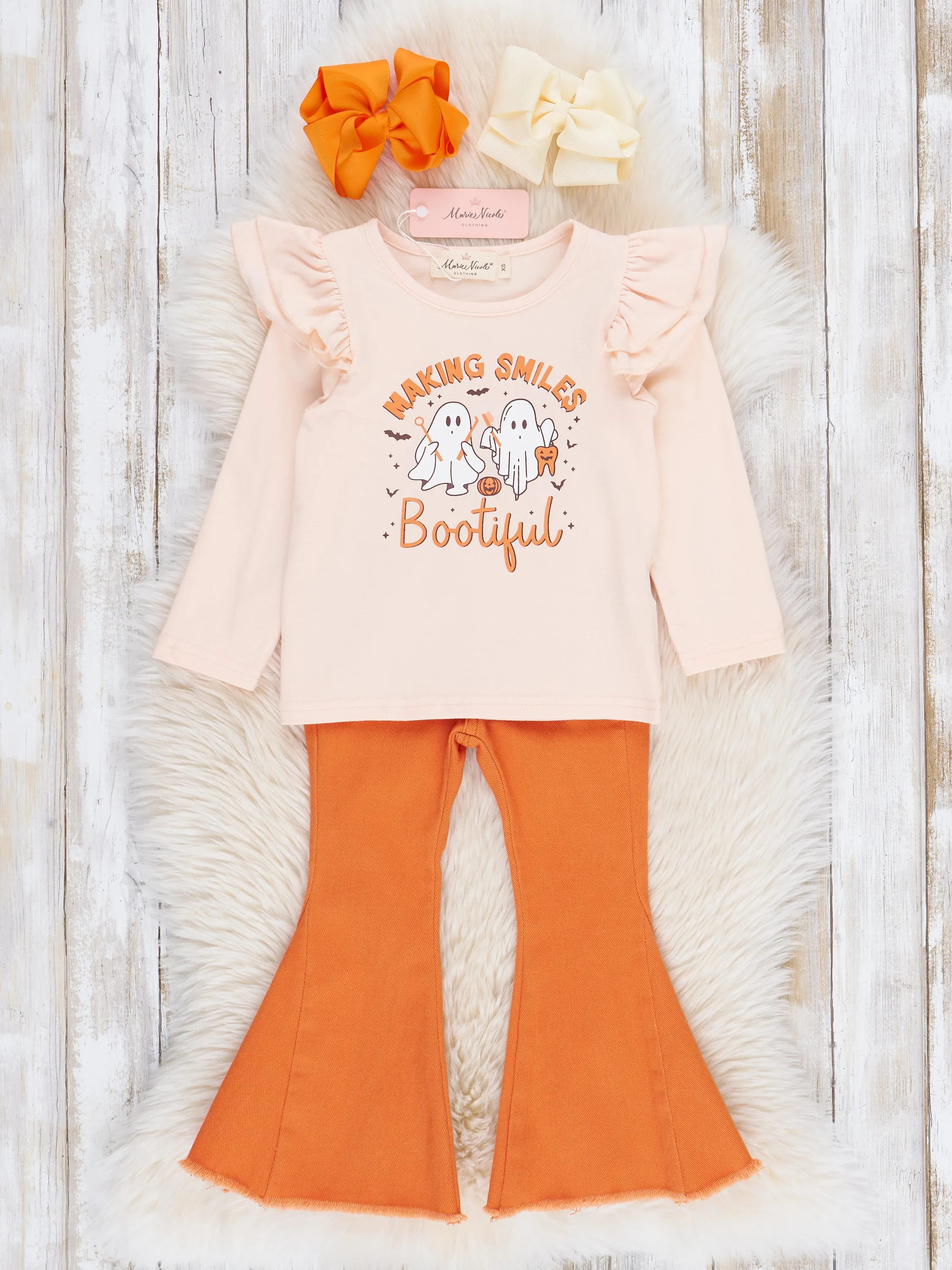 Orange "Bootiful" Bell Bottom Outfit