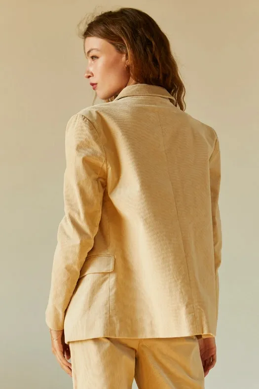Pierre Corduroy Double Breasted Blazer BEIGE
