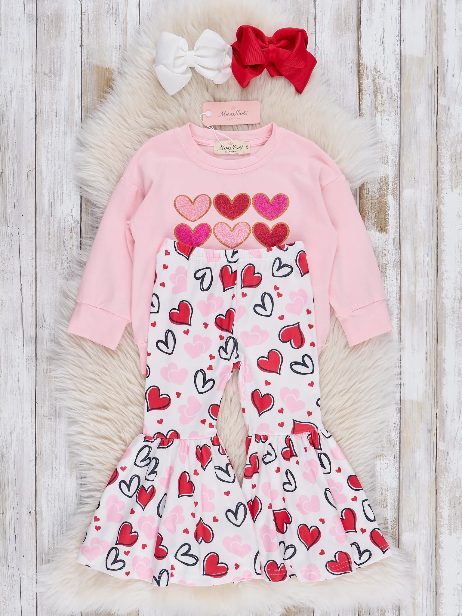 Pink Hearts Bell Bottoms Outfit