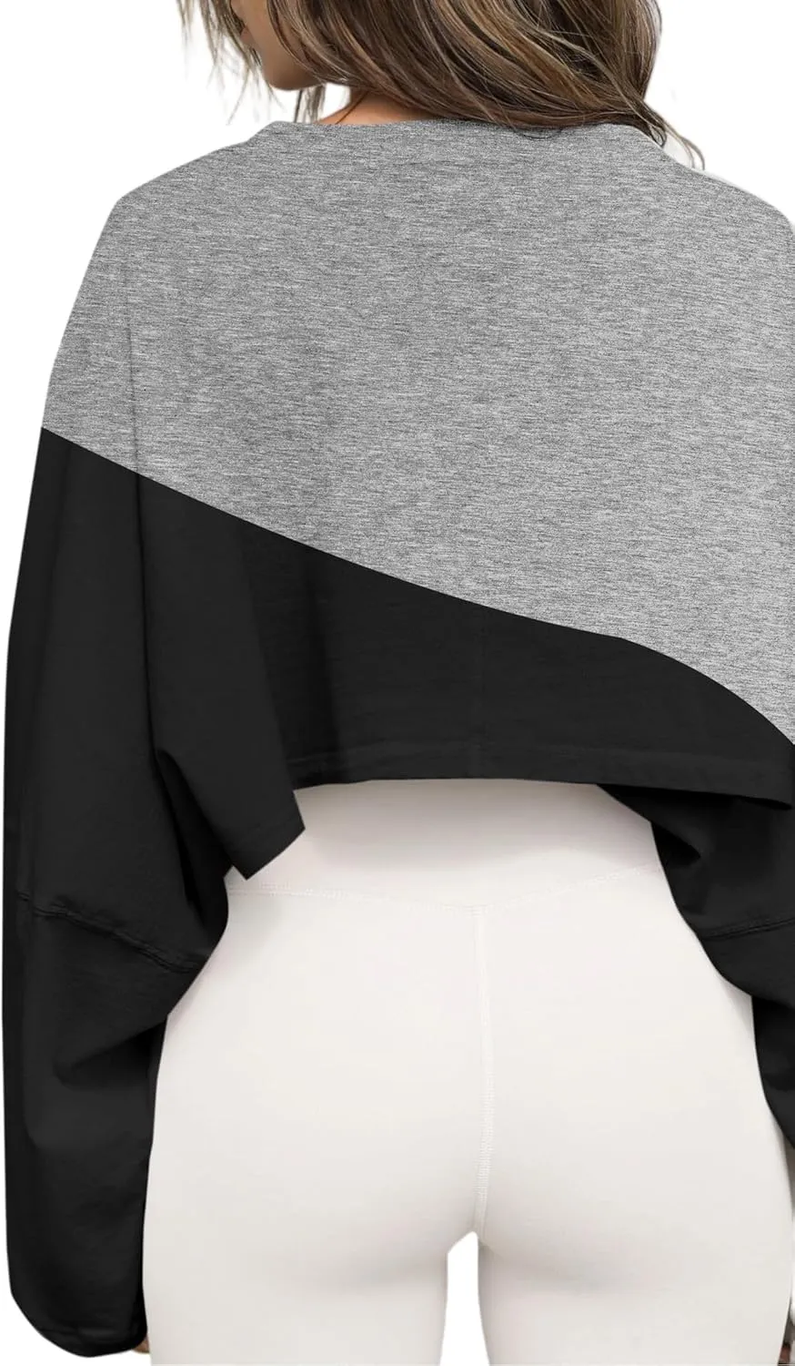 Remidoo Women's Casual Long Sleeve Cropped Sweatshirt Crewneck Pullover Shirt