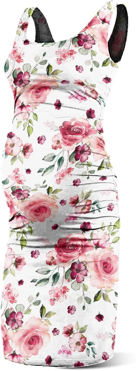Rnxrbb S-2XL Women Summer Sleeveless Maternity Dress Pregnancy Tank Scoop Neck Mama Clothes Casual Bodycon Clothing