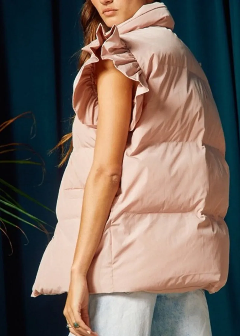 Ruffled Sleeve Puff Vest