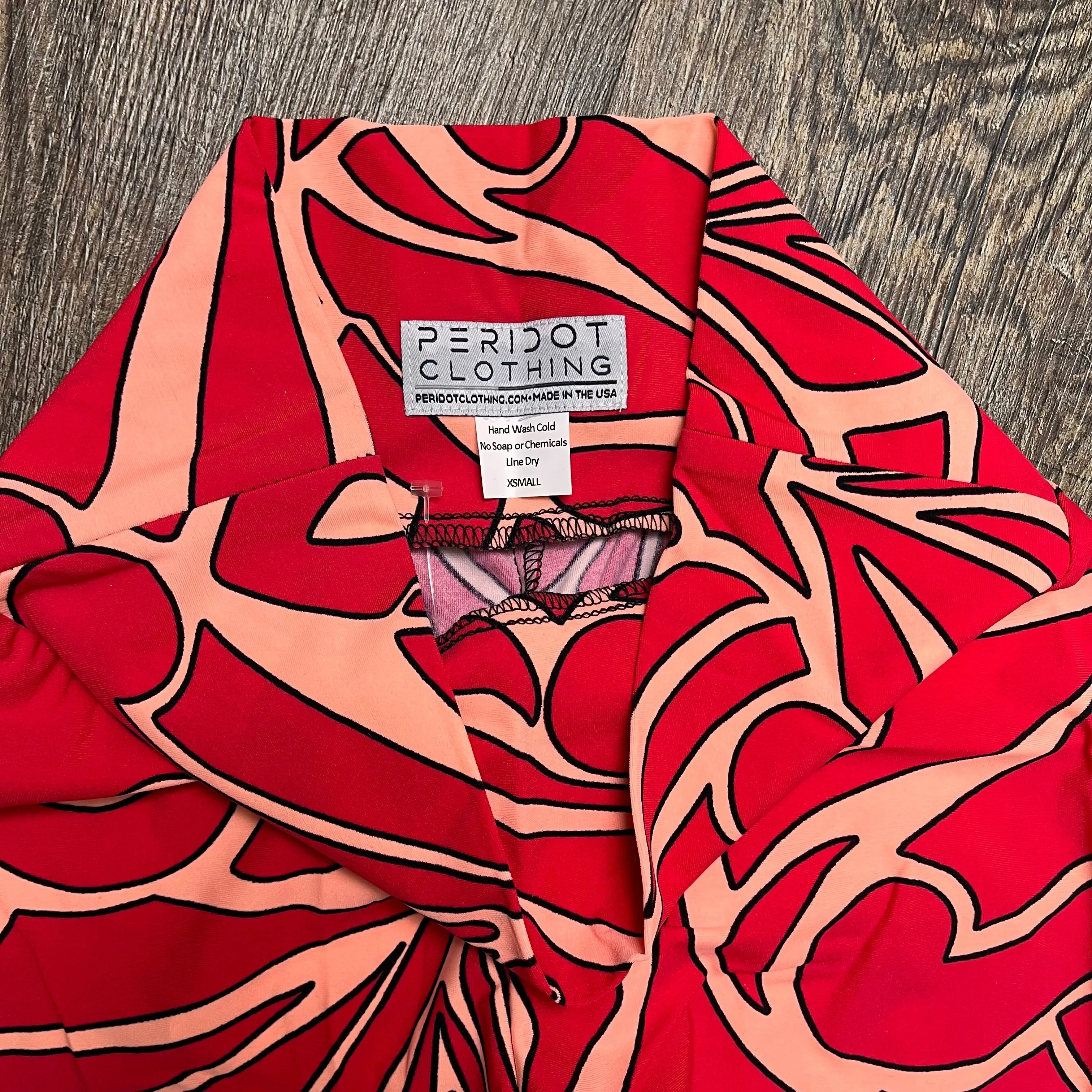 SALE - XS - High Waist Bell Bottoms - Peach/Red Groovy