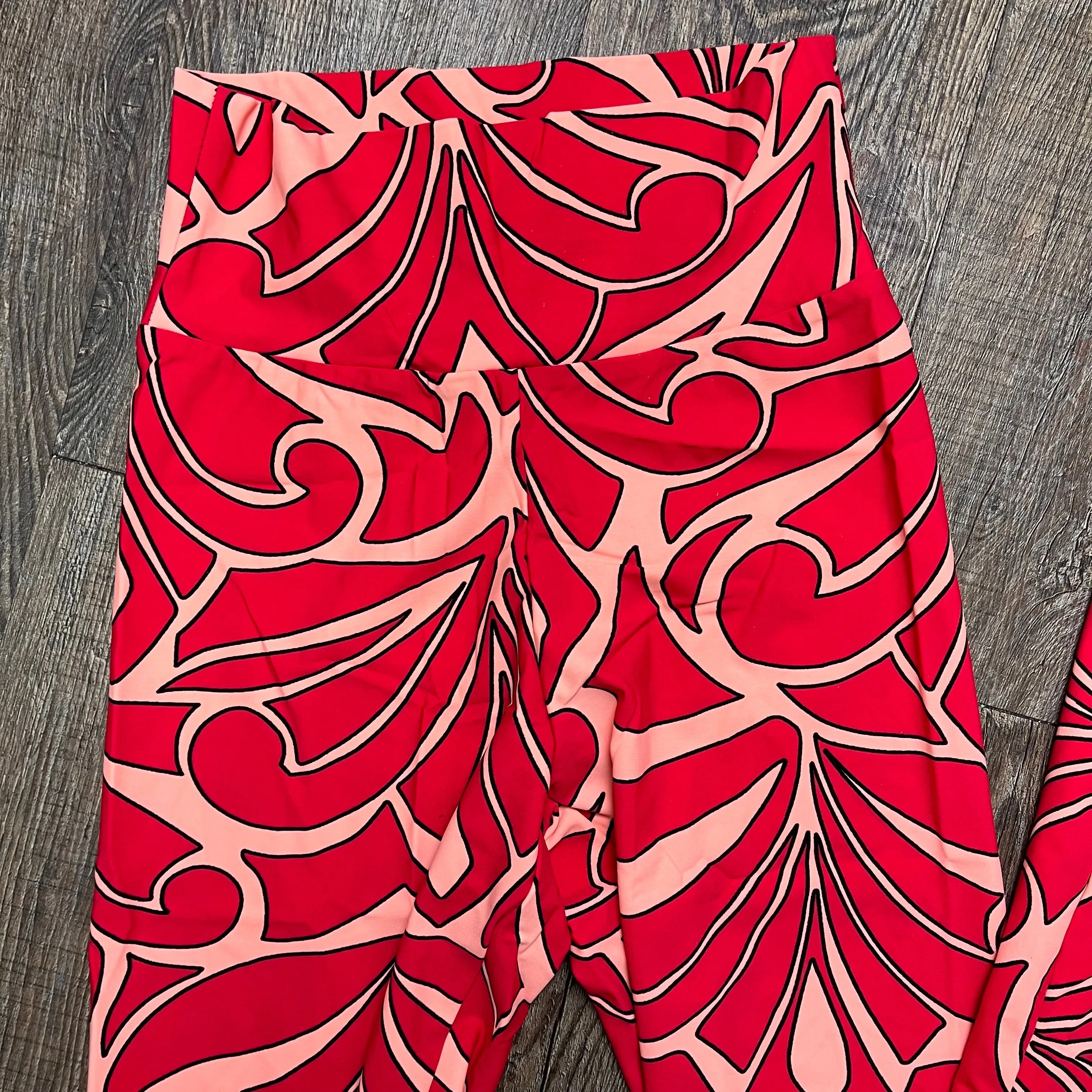 SALE - XS - High Waist Bell Bottoms - Peach/Red Groovy