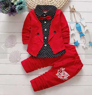 Spring and Autumn Baby Boys Suit 2018 New Fashion autumn winter trend suits cotton false3PCS 1-4 Years Children's Sets