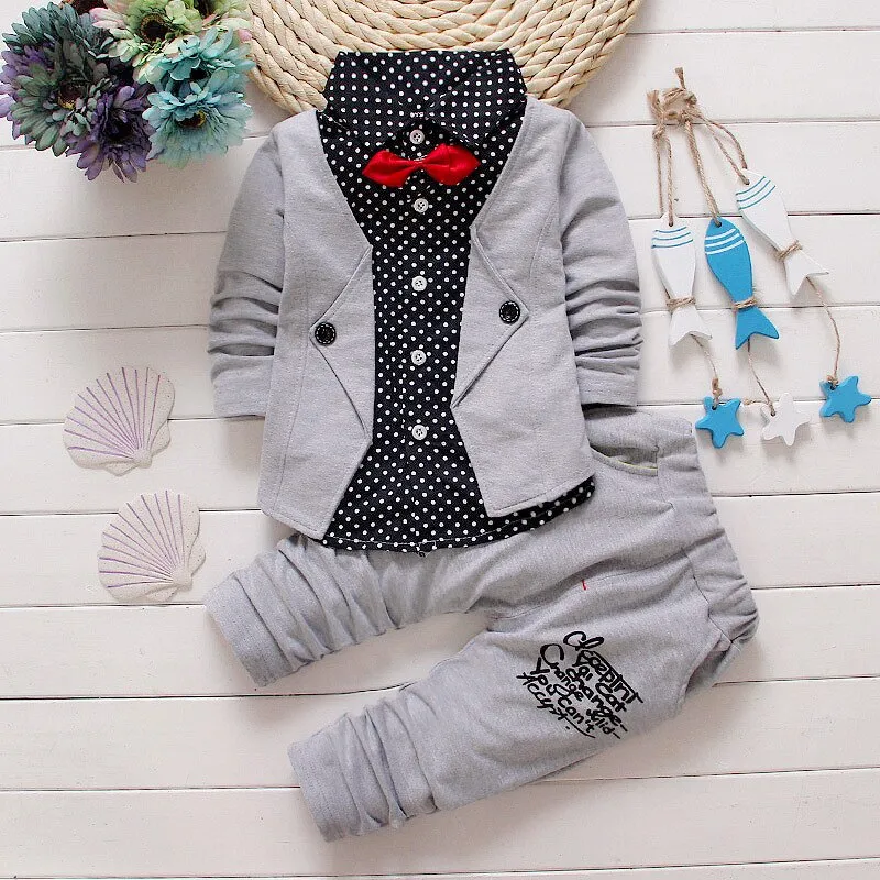 Spring and Autumn Baby Boys Suit 2018 New Fashion autumn winter trend suits cotton false3PCS 1-4 Years Children's Sets