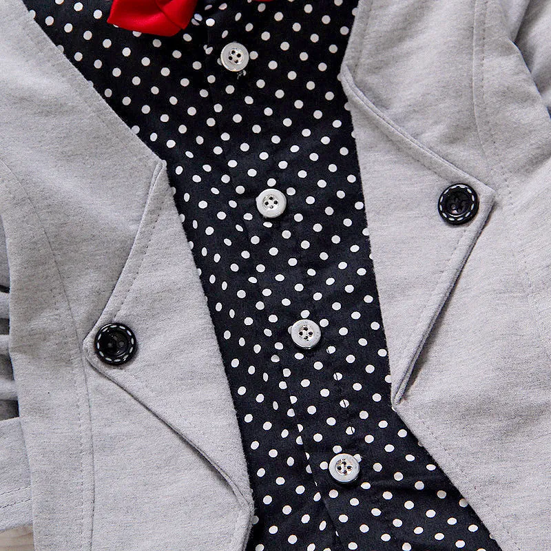 Spring and Autumn Baby Boys Suit 2018 New Fashion autumn winter trend suits cotton false3PCS 1-4 Years Children's Sets