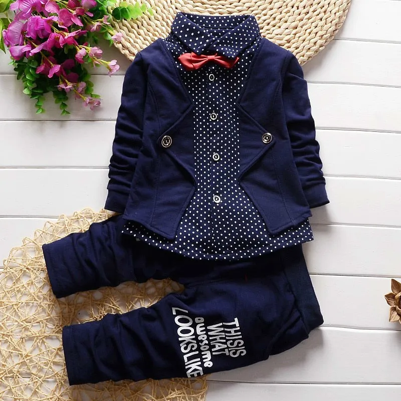 Spring and Autumn Baby Boys Suit 2018 New Fashion autumn winter trend suits cotton false3PCS 1-4 Years Children's Sets