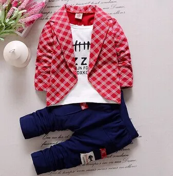 Spring and Autumn Baby Boys Suit 2018 New Fashion autumn winter trend suits cotton false3PCS 1-4 Years Children's Sets