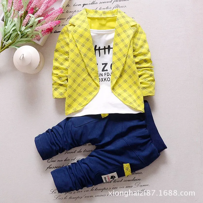 Spring and Autumn Baby Boys Suit 2018 New Fashion autumn winter trend suits cotton false3PCS 1-4 Years Children's Sets