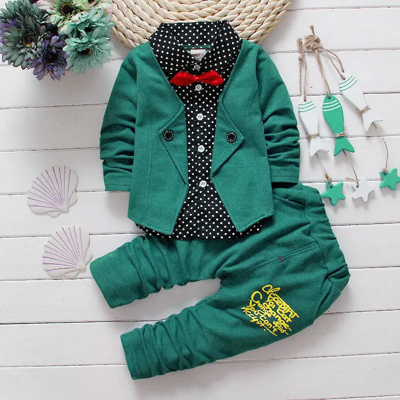 Spring and Autumn Baby Boys Suit 2018 New Fashion autumn winter trend suits cotton false3PCS 1-4 Years Children's Sets