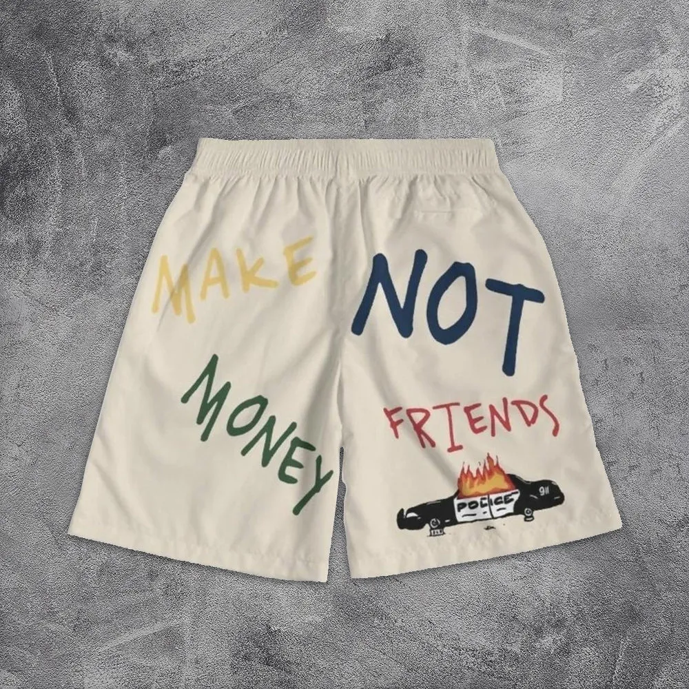 Street Letter Print Sports Shorts